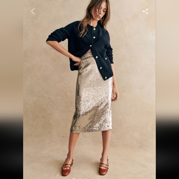 Sezane Madeline Cardigan - Navy with Gold Buttons - Picture 5 of 7